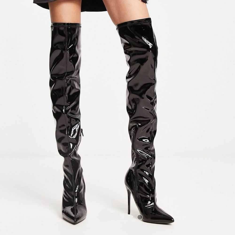 NWT ASOS Women’s Thigh High Edgy Vinyl Latex Boots
